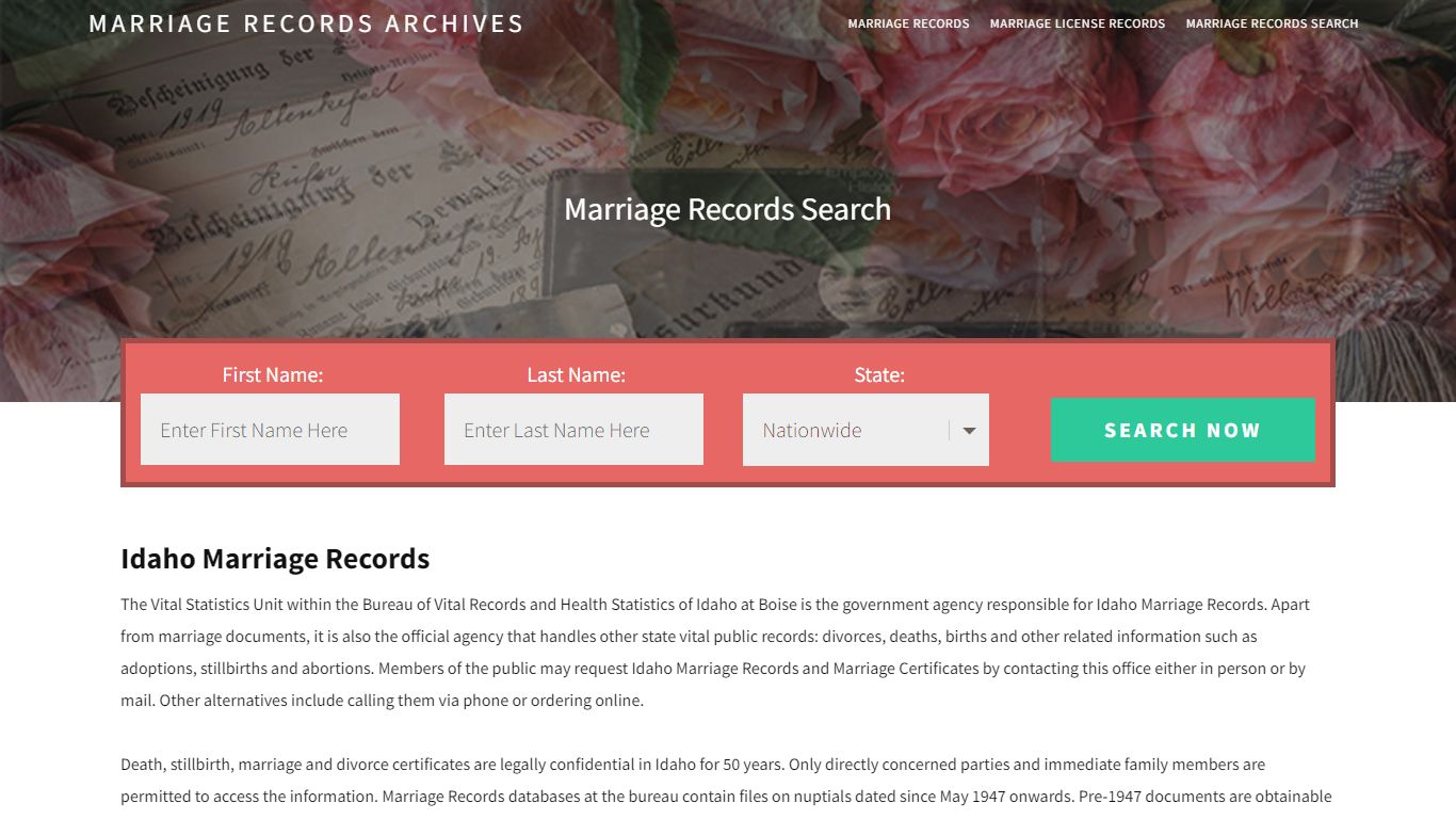 Idaho Marriage Records | Enter Name and Search | 14 Days Free